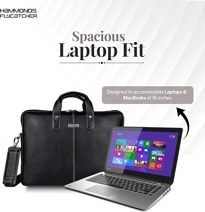 HAMMONDS FLYCATCHER Genuine Leather Laptop Bag for Men, Padded 15.6" Laptop Sleeve, Leather Messenger Bag for Men Briefcases