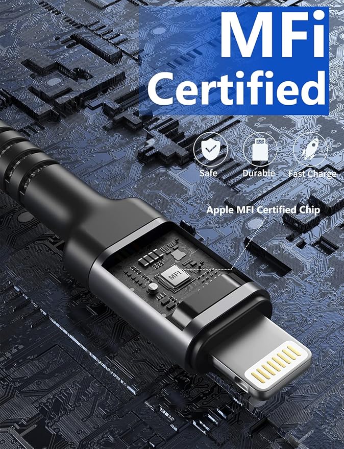 iPhone Charger, [Apple MFi Certified] 2Pack 10FT Long Lightning Cable Nylon Braided Cable iPhone Charger Cord Compatible with iPhone 14 13 12 11 Pro Max XR XS X 8 7 6 Plus iPad and More