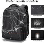 DUSLANG 17 Inch Laptop Backpack for Travel Water Resistant College Backpack for Men Women Laptop Bag with USB Charging Port and Clear Cosmetic Bag, Black