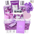 Gifts for Women, Spa Gift Baskets for Women - 9 Pcs Lavender Bath and Body Gift Basket | Christmas, Birthday, Mothers Day, Valentines Day Gift for Her, Perfect Gift for Mom All Occasion
