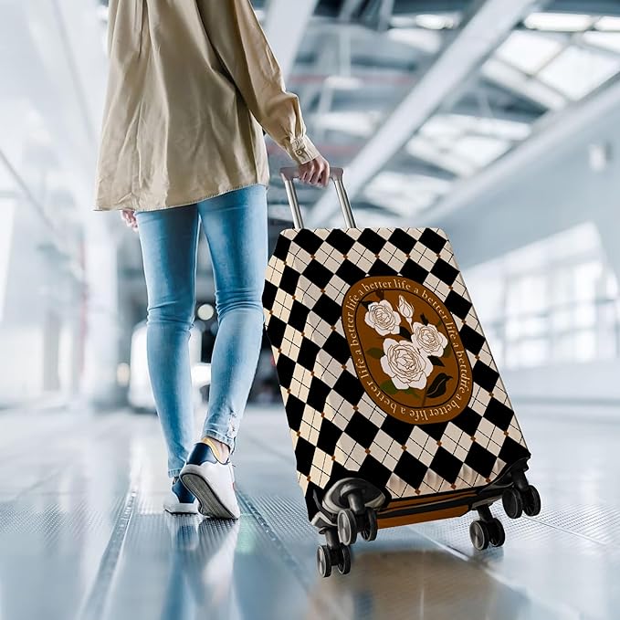 Travel Luggage Cover Suitcase Protector Fits 18-32 Inch Wheel Covers PatternedTravel Related Items Flower Luggage Protector Elastic S