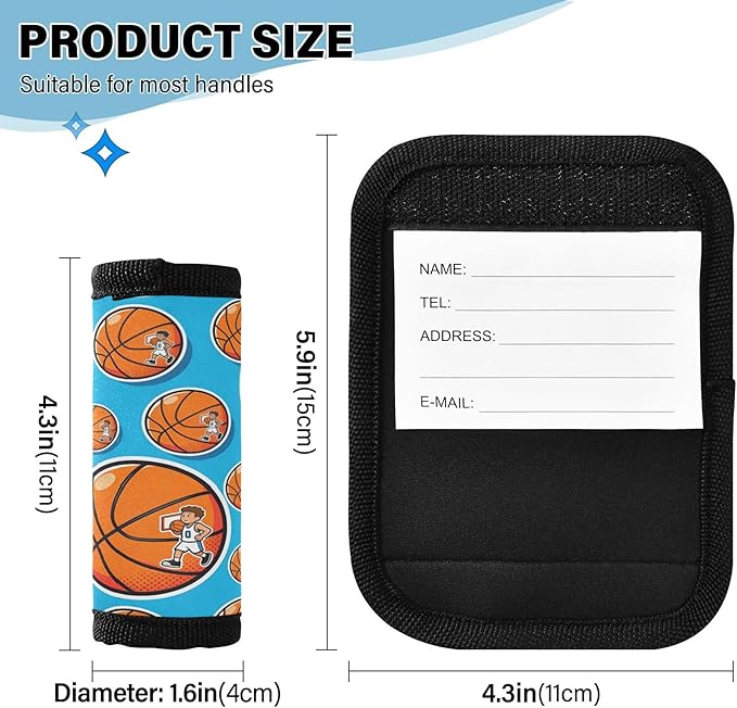 Basketball Soft Sturdy Wraps Luggage Tags Handle Grip Luggage Identifier for Bag Backpack