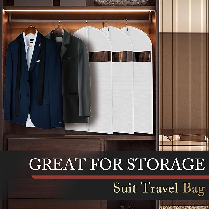 40-inch Garment Bags for Travel, Garment Bags for Hanging Clothes with Zipper and Visible Transparent Window, 2 Pack,White