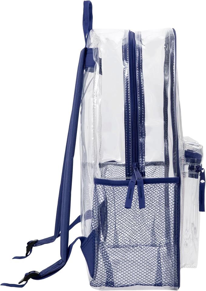Trail maker Clear Backpack Heavy Duty with Padded Straps, Side Pockets for Kids, Boys, Girls, School, Stadium Approved Events