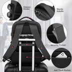 DUSLANG 17 Inch Laptop Backpack for Travel Water Resistant College Backpack for Men/Women Laptop Bag with USB Charging Port and clear Cosmetic Toiletry Bag, Black