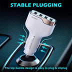 SUNDA 48W/9.6A USB Fast Car Charger, 4-Ports Car Charger Adapter for Apple and Android Smart-Phones, Car Phone Smart Charger Compatible with iPhone17/16 Pro/Max/iPhone 15/Pad Pro/Galaxy/Samsung
