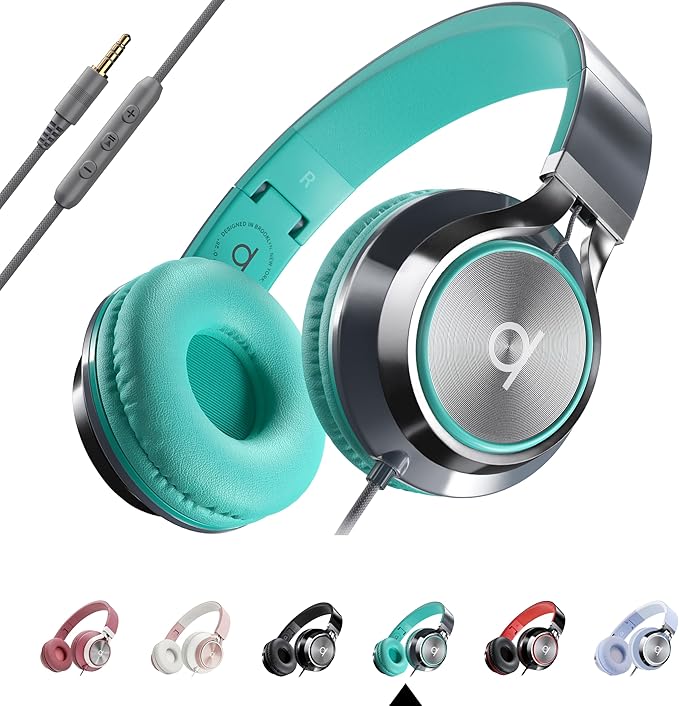ARTIX CL750 Wired Headphones with Mic — Noise Isolating On-Ear Headphones for Computer and Laptop Wired, Plug in Corded Headphone with Wire (Foldable, Aux Jack 3.5mm)