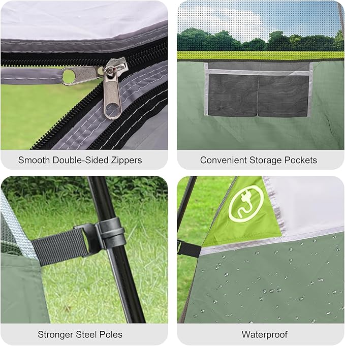 CAMPROS CP Camping Tent 2/4/6 Person, Waterproof Windproof Double Layer Dome Tent, Easy Setup with Large Mesh Windows & Wide Door for Outdoor Camping Backyard