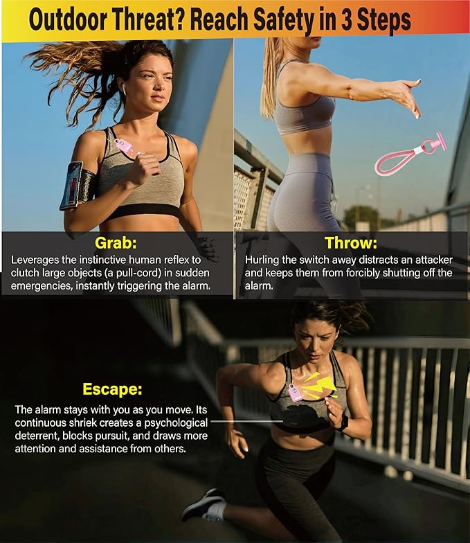 ‌WZU Recordable Personal Safety Alarm - FCC Certified Self Defense Alarm with 2 Emergency Modes - Rechargeable LED Strobe for Women/Men/Elderly - Jogging/Night Running/Travel/Home/Office - 4 Colors