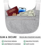 Travel Money Belt Cashsafe Anti Theft Travel Wallet, Fanny Packs for Passport Holder Hidden Under Clothes, Running Bag to Carry Phone Keys (Grey)