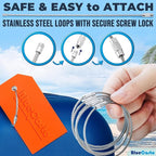 BlueCosto - Luggage Tags - Large, Orange, 5 PK - PVC Suitcase Tags w/Privacy Cover & Stainless Steel Wire Loops - Personalized Baggage Identifiers for Travel - Backpack Name Labels