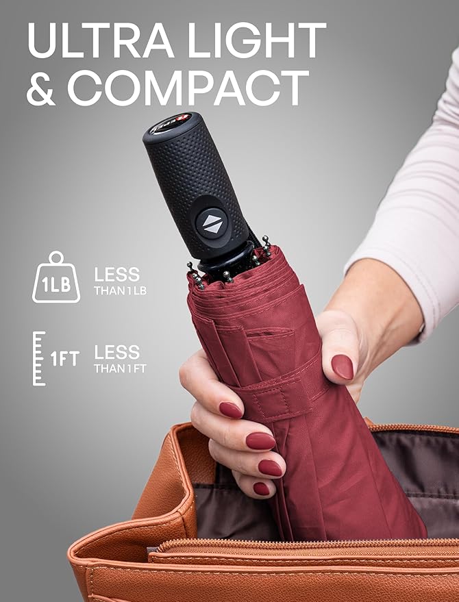 Repel Windproof Travel Umbrella - Compact & Withstands Winds up to 100MPH , Strongest Premium Auto Folding Umbrella for Rain and Sun - Durable, Light & Portable for Women & Men , Fits Backpack & Cars