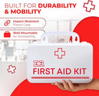 Class B OSHA ANSI Compliant First Aid Kit – Emergency Medical Supplies in Wall-Mountable Plastic Case for Workplace, Office, Home – 190 Piece