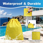 2-Pack Waterproof Drawstring Backpacks, Soccer-Texture Oxford Fabric, 16.9" × 13.8", Lightweight 0.19 lb Each, No Eyelets, Gym & Marathon Gear Sacks(Yellow)
