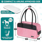 PetAmi Dog Purse Carrier for Small Dogs Cats, TSA Airline Approved Soft-Sided Pet Carrier with Pockets, Ventilated Travel Tote Bag with Bed & Shoulder Strap, Puppy Kitten, Max 12 lbs, Pink