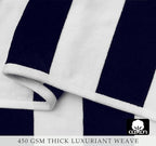 COTTON CRAFT Hooded Beach Towel - Oversized XXL 35x84 Towel with Hood for Adults - The Big Kahuna 7 Foot Beach Blanket Towel - Big & Tall Soft 100% Cotton Velour - Pool Bath Wrap - Cabana Stripe Navy