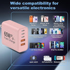 USB C Charger Block, 2Pcs 65W 6-Port USB C Wall Charger for iPhone Charger Fast Charging PD Power Adapter+QC Wall Plug Multiport Type C Brick Chargers for iPhone 17 16 15 14 13 Pro Max XS,for Samsung