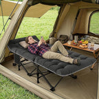 ABORON Camping Cot for Adult 28" Extra Wide, 2PK Heavy-Duty 1200D Oxford Cot for Sleeping, Portable Folding Camp Bed with Mat & Carry Bag