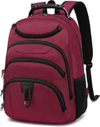 Boavan Laptop Backpack for men, 15.6 inch Laptop Bag with USB Port, Waterproof Travel Work Backpack Purse, Anti-Theft Teacher Nurse Doctor Casual Bookbags Office Business backpack，Russet Red