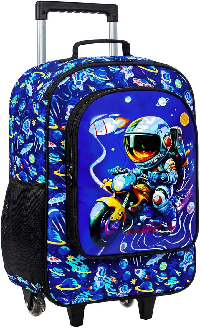 Kids Luggage for Boys, Water Resistant Rolling Suitcase, Cool Astronauts Travel Carry on for Elementary Preschool Toddler