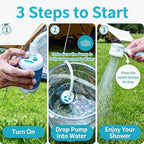 Portable Camping Shower Pump - Rechargeable Outdoor Shower Head Sprayer, Pumps Water from Bucket. Experience Refreshment Anywhere, Perfect for Camping, Hiking, Travel, Car Washing & Pet Cleaning