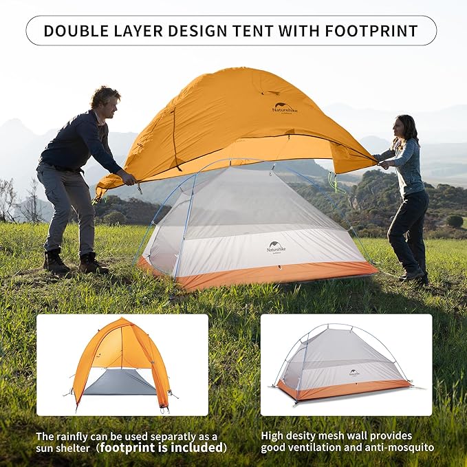Naturehike Cloud Up Tent, Lightweight Backpacking Tents, Waterproof Ultralight Tent for Camping Hiking Backpacking