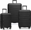 Traveler's Choice Pagosa Hardshell Expandable Luggage with Spinner Wheels, Black, 3-Piece Set (22/26/30)