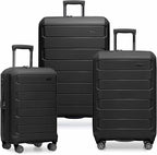 Traveler's Choice Pagosa Hardshell Expandable Luggage with Spinner Wheels, Black, 3-Piece Set (22/26/30)