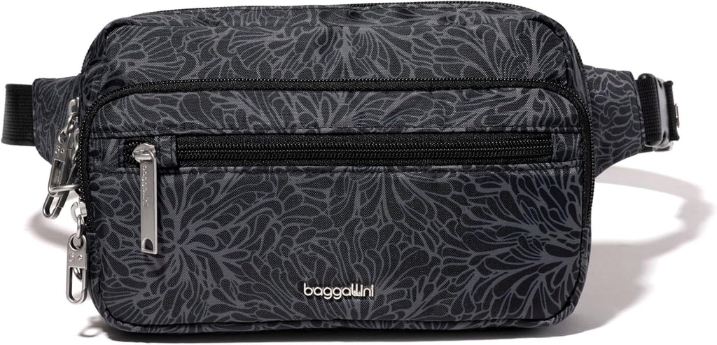 Baggallini Securtex Anti-theft Belt Bag 8.8"x5.5" Crossbody Fanny Pack for Women RFID Wallet Locking Zipper Travel Purse