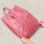 Bagail Shoe Bags for Travel,2 Set Shoe Bag for Storage in Closet,Transparent Shoe Packing Organizers with YKK Zipper (L 17"x10"x5", Coral 2pcs)