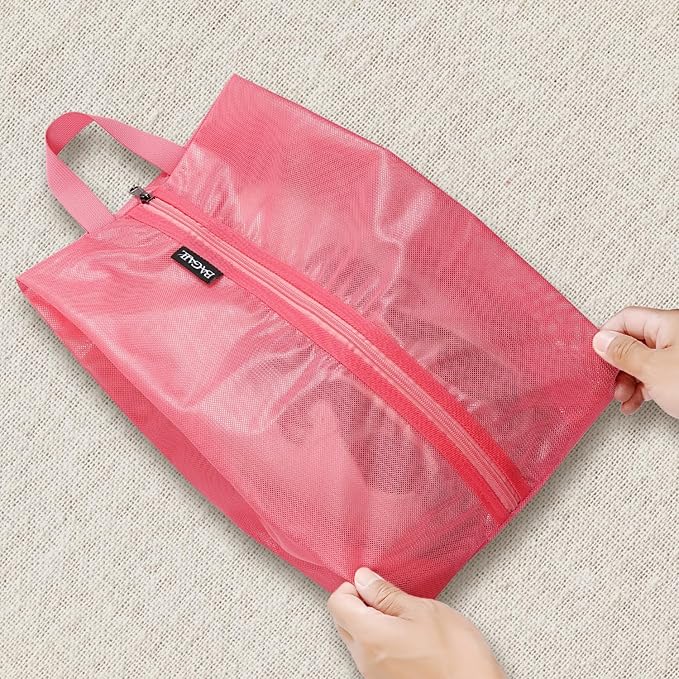 Bagail Shoe Bags for Travel,2 Set Shoe Bag for Storage in Closet,Transparent Shoe Packing Organizers with YKK Zipper (L 17"x10"x5", Coral 2pcs)