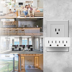 TENINYU 3 Outlet Adapter Extender - UL Listed 1875W/15Amps 3 Way Grounded Polarized Plug Extender Power Strip, Wall Plug 1 to 3 Outlet Splitter with 3 AC Outlets for Household Appliances (2)
