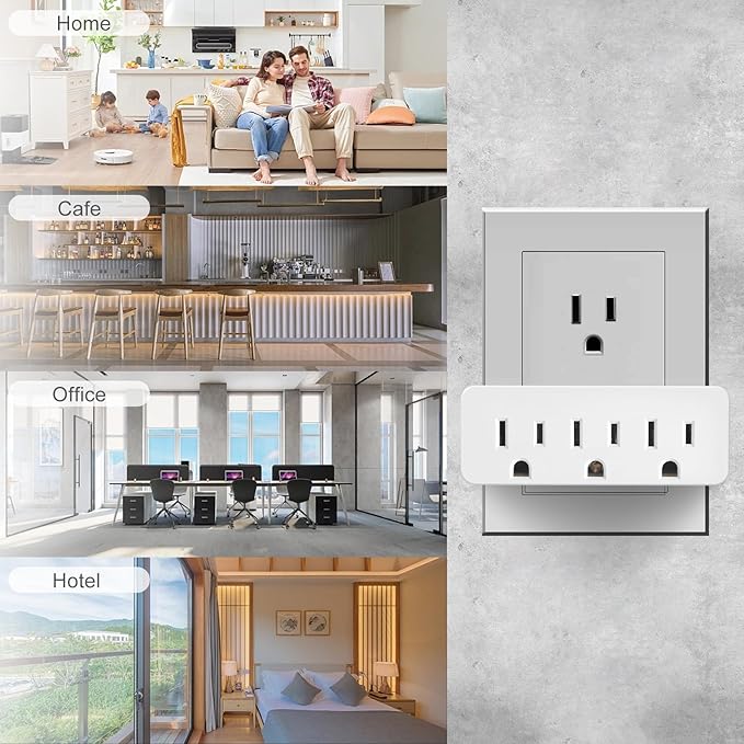 TENINYU 3 Outlet Adapter Extender - UL Listed 1875W/15Amps 3 Way Grounded Polarized Plug Extender Power Strip, Wall Plug 1 to 3 Outlet Splitter with 3 AC Outlets for Household Appliances (2)