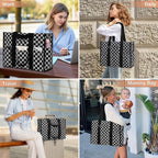 Becokan Large Tote Bag for Women Waterproof with 12 Pockets Top Zipper Closure Utility Teacher Nurse Bags for Work School