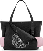 Gonex Yoga Mat Bag, Yoga Gym Bag Tote Bag with Multi Pockets For Women Men, Canvas Yoga Mat Carrier Take in Out Mat Easily For Pilates Travel Workout Office