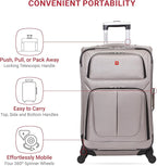 SWISSGEAR Sion Softside Expandable Spinner Luggage Durable Lightweight Travel Suitcase, Pewter, Checked-Medium 25-Inch