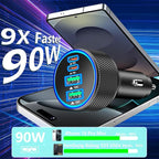 Car Charger USB C, KYOHAYA 2Pack 90W 4-Port Dual USB-C & USB-A Power Cigarette Lighter Adapter PD/QC3.0 Type C Car Charger Fast Charge for iPhone 17 17 Pro 16 15 14 13 12 11/Galaxy S26 S25/Pixel/iPad