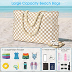 Becokan Beach Bags for Women Large Waterproof Beach Tote Bag Zipper Beach Bags Waterproof Sandproof Swim Pool Bag Large Tote