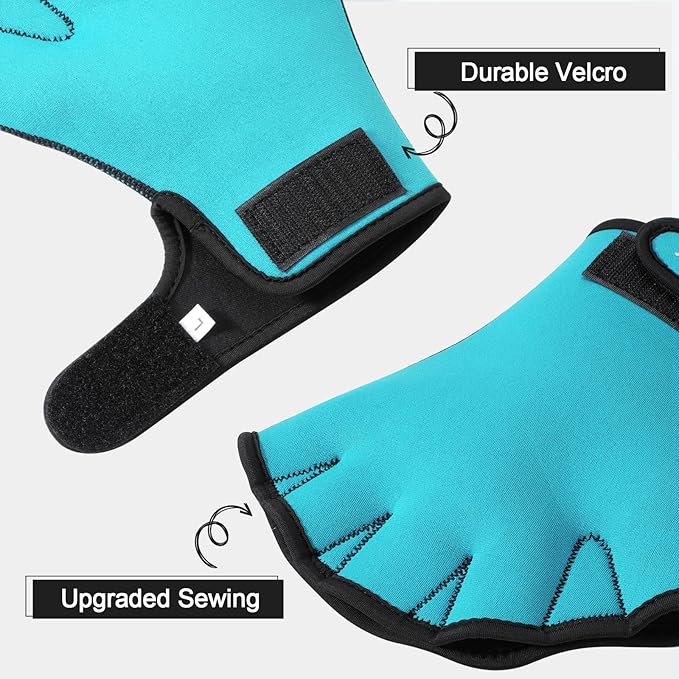 TAGVO Aquatic Gloves for Helping Upper Body Resistance, Webbed Swim Gloves Well Stitching, No Fading, Sizes for Men Women Adult Children Aquatic Fitness Water Resistance Training