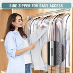 Liuoud Clear Garment Bag for Hanging Clothes 10” Gusseted, 32” Suit Bags for Open Closet Storage Plastic Clothes Cover for Coat, Dress, Shirts, Fur, Jacket, Wardrobe Protectors, 4 Pack