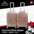 FUL Disney Minnie Mouse 25 Inch Rolling Luggage, Textured Hardshell Suitcase with Wheels, Rose Gold