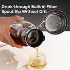 Bincoo Glass Cold Brew Coffee Maker with Extended Fine Mesh Filter, Tea Infuser Bottle Iced Coffee Maker with Thick Borosilicate Glass (500ml/17oz)