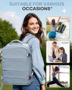 coofay Large Travel Backpack For Women Men Airline Approved Carry On Backpack Flight Approved Waterproof Sports Luggage Backpack Casual Daypack Hiking Backpack Grey Blue