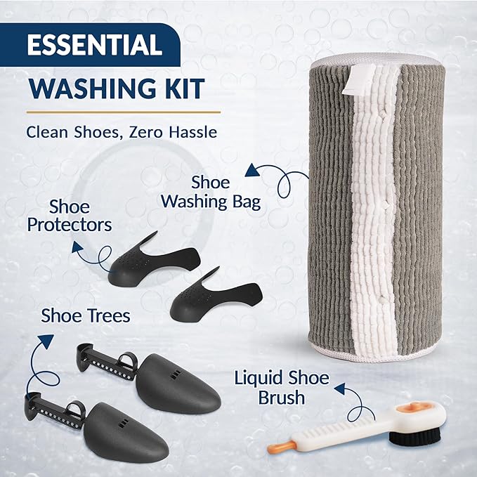 XL Tennis Shoe Washing Machine Bag with Magnetic Zipper Protection │ Reusable Laundry Shoe Cleaning Bag for Sneakers - Deep Cleans Without Damage │ Washer & Dryer Safe │ 7 in 1 Essential Wash Bundle