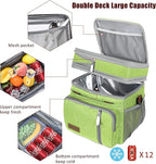 MIYCOO Lunch Bag & Lunch Box for Women Men, Double Deck Leakproof Insulated Soft Large Adult Camping Cooler bag for Work, Beach, Picnic, Travel (Green, 15L)