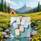 50Pcs Blue Portable Soap Sheets,Water Soluble Hand Washing Bath Scented Paper Camping Soap and Shampoo for Outdoor,Camping Hiking Mini Portable Travel Paper Sheets Disposable Personal Care