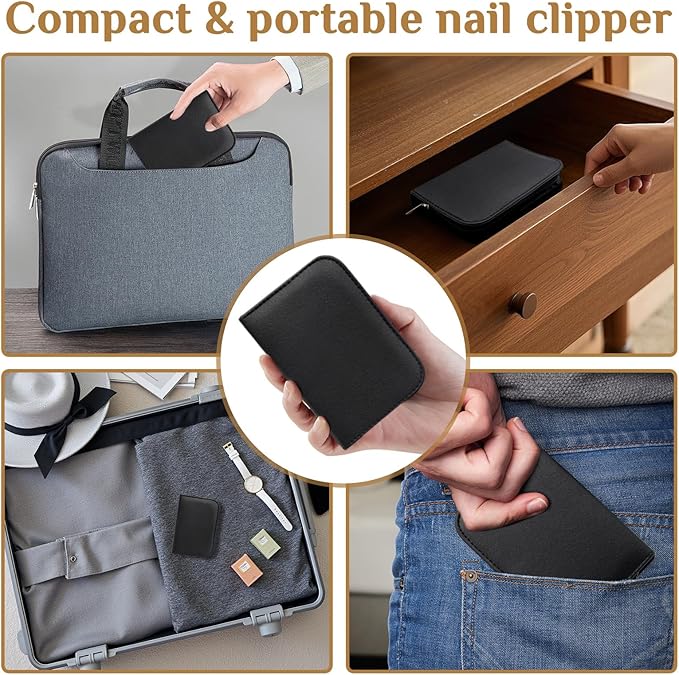 MINKINH Manicure Set Professional Nail Clipper Kit-26 Pieces Stainless Steel Manicure Kit,Nail Care Tools with Luxurious Travel Case Nail Grooming Kit Present for Men Husband Boyfriend Parent (Black)