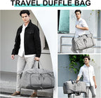 Dimayar 85L Travel Duffle Bag for Men Women - Foldable Duffel Bag with Shoes Compartment - Overnight Bags Waterproof & Tear Resistant(Gray)