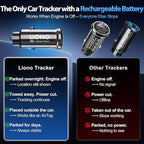 LIONO Car GPS Tracker & Charger with Built-in Rechargeable Battery, GPS Tracker for Vehicles, Hidden Car Tracker for Anti-Theft & Parking Location, for Family& Fleets, No Monthly Fee, No SIM, iOS Only