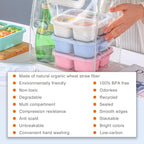 TOUWMX Bento Box For Kids, 4 Pack 3 Compartments Meal Prep Containers Reusable Lunch Containers, Food Storage Containers With Lids, Stackable Snack Boxes for School, Work, and Travel